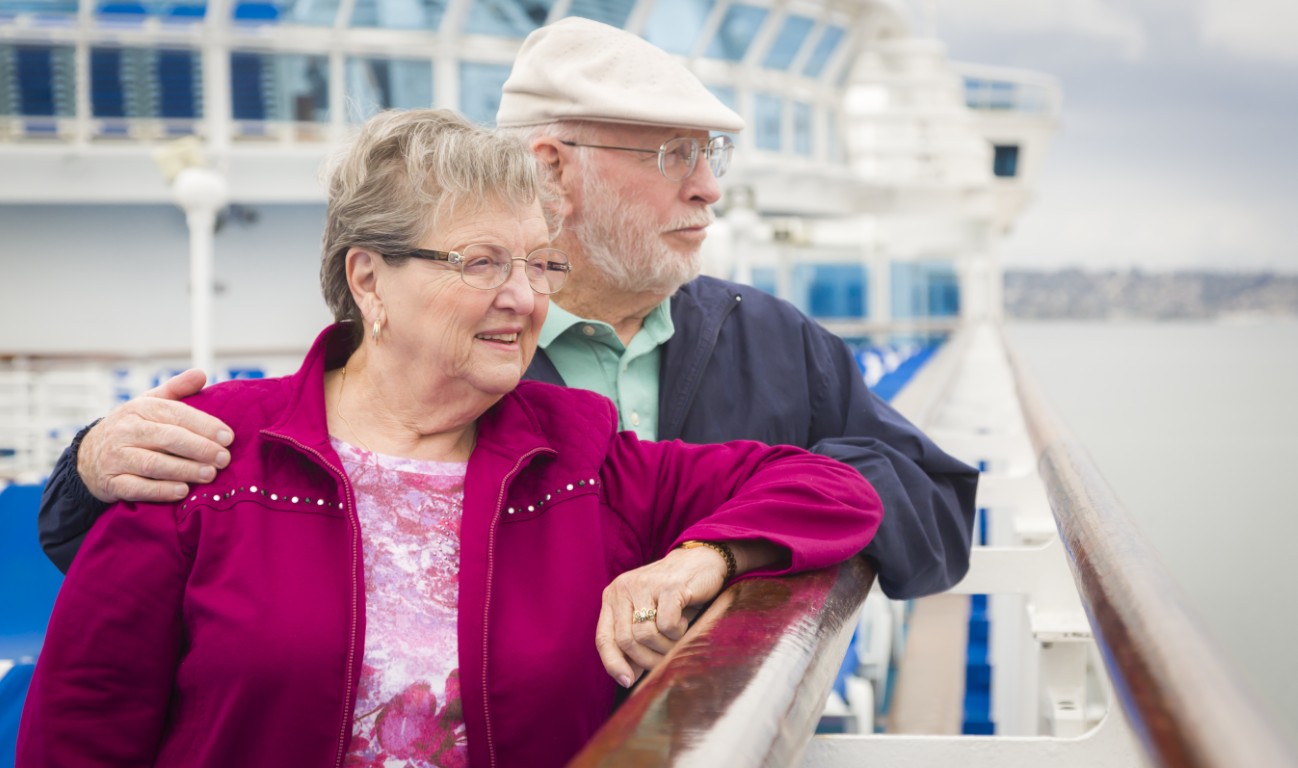 Elderly passengers on a cruise ship