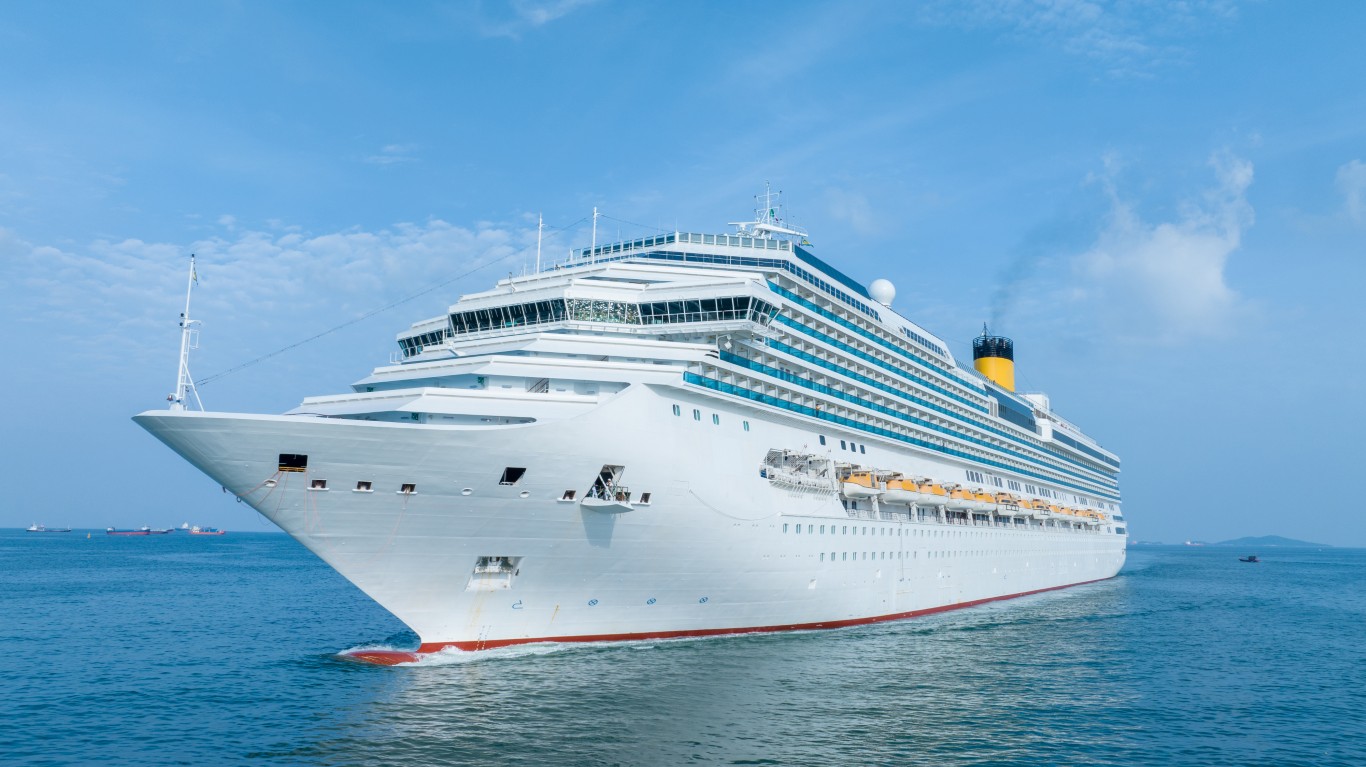 A large cruise ship